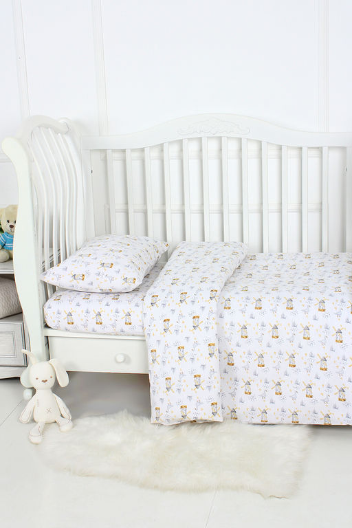 КПБ с простыней на резинке поплин арт. КПБП-ПР/гуси