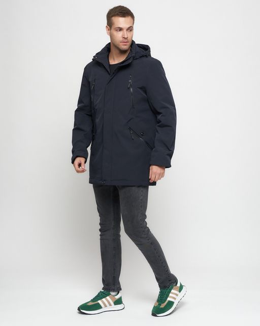 Парка спортивная мужская с капюшоном темно-синего цвета 3369TS - Wonderrman фото 3
