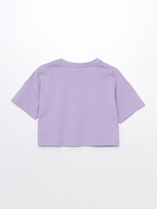 Bisiklet Yaka Bask?l? K?sa Kollu K?z ?ocuk Ti??rt - Waikiki фото 2