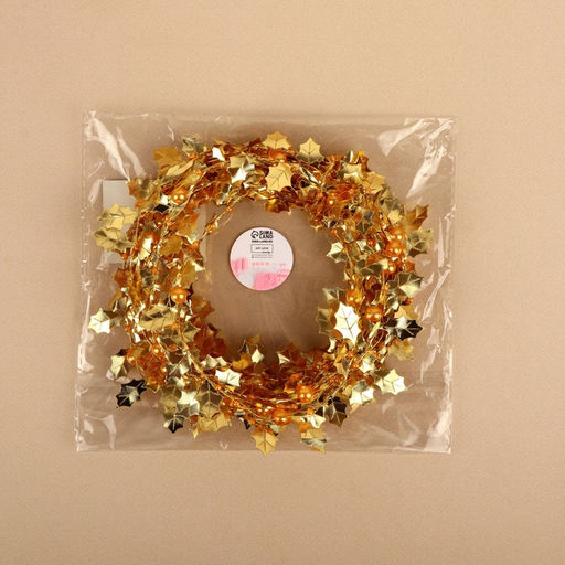 Листья на металлической проволоке, с бусинами, 21×18 мм, 5 м, цвет золотой