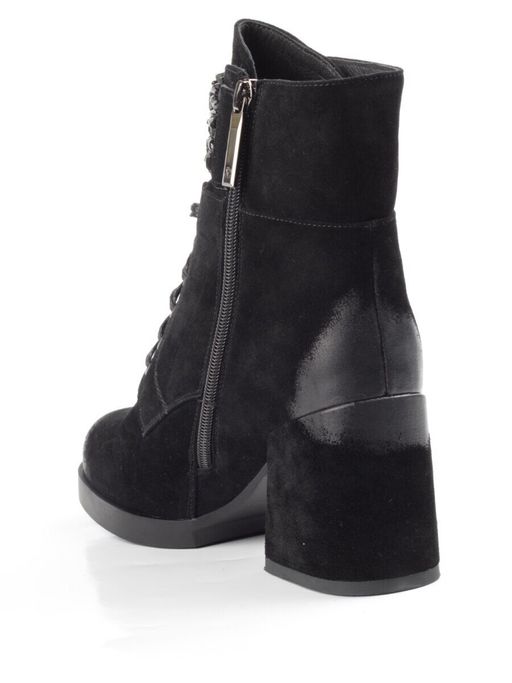 04-R135-1 BLACK Ботинки зимние женские (натуральная замша, натуральный мех) - Фабричный китай фото 9