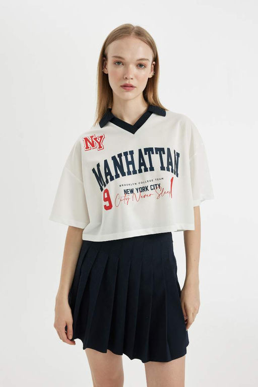 Футболка Cool Oversize с короткими рукавами и принтом - Defacto фото 5