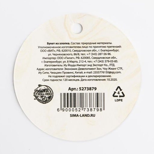 Сухоцвет хлопок «Сливочные облака»