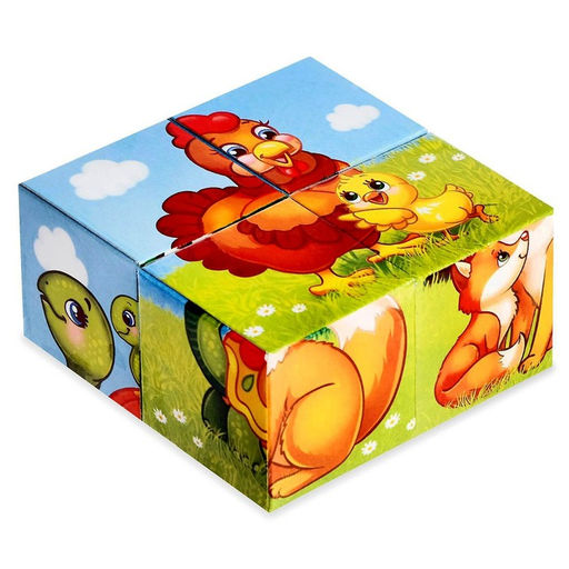 Цена за 2 шт. Кубики картонные «Мамы и дети», 4 шт., 3+