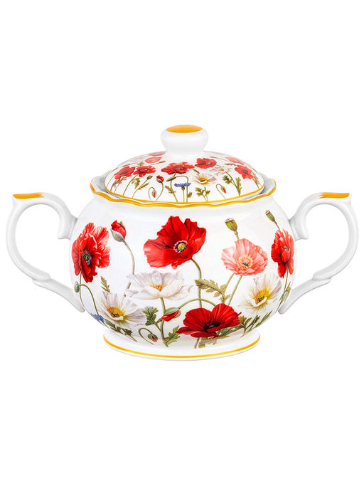 Сахарница 350 мл 16,5*11*10,5 см "Маки" фарфор NEW BONE CHINA