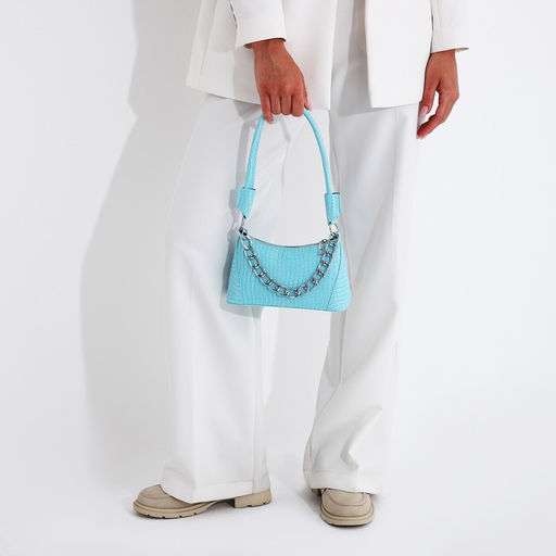 Сумка-багет на молнии, цвет голубой - Simaland фото 7