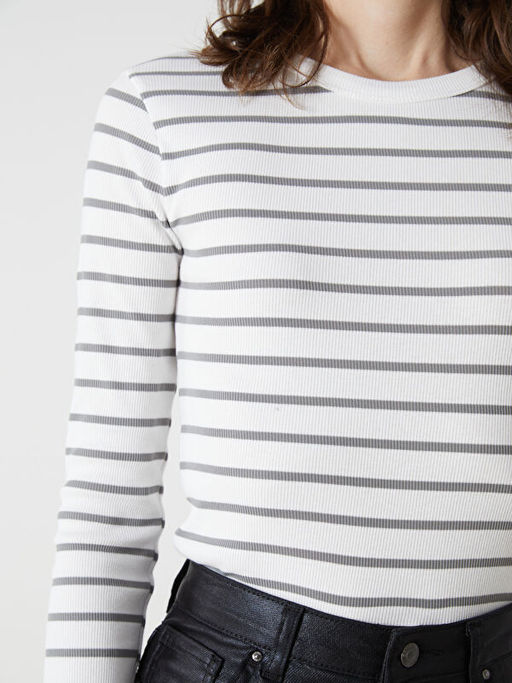 Bisiklet Yaka ?izgili Kad?n Body