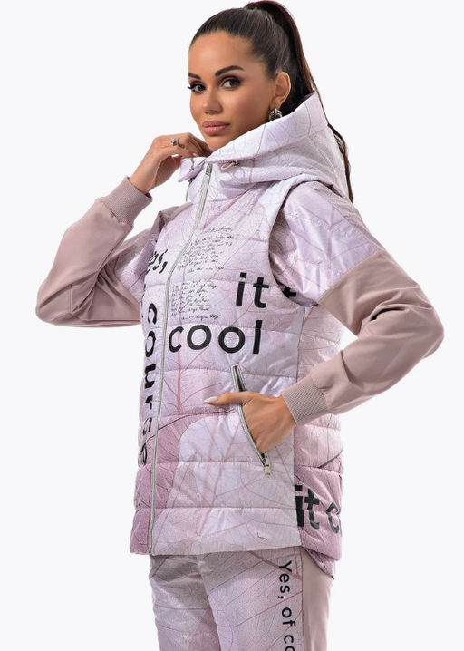 Уникальный стеганный жилет на синтепоне с принтом дизайнерской работы - А+б коллекция фото 24