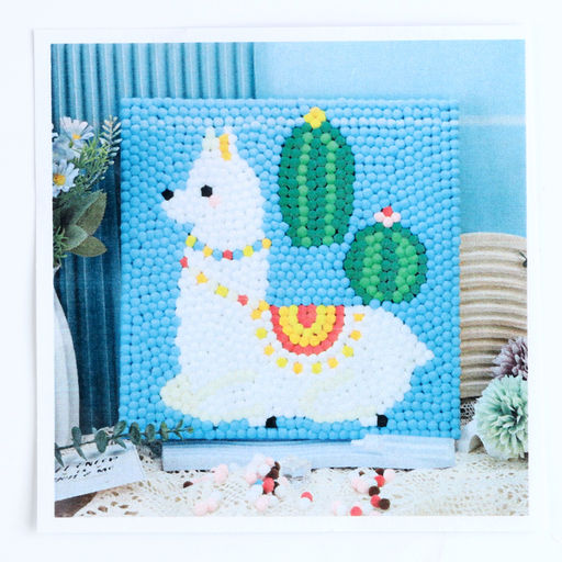 Аппликация помпошками Лама и кактусы размер 30 30 см, клей 30 мл - Simaland фото 3