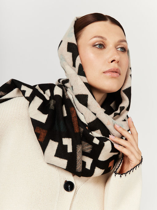 в составе ШЕРСТЬ и КАШЕМИР Большой, мягкий, теплый двусторонний палантин - Tantino фото 6