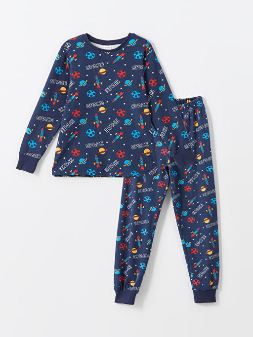 Bisiklet Yaka Kadife Erkek ?ocuk Pijama Tak?m?