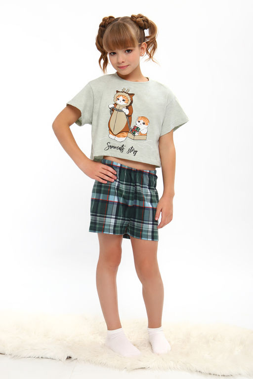 Пижама для девочки ПД-019-073 Кот Новый год