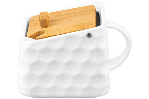 Банка для сыпучих продуктов 750 мл 15*12*10,5 см Соты + ложка + откидная бамбук.крышка - Elan gallery фото 16