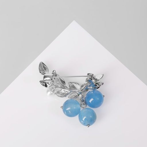 Брошь Ягоды агат, цвет зелёно-голубой в серебре - Queen fair фото 2