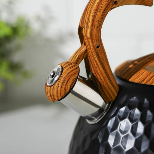 Чайник Magistro Heat, 3 л, ТРС, ручка soft-touch, со свистком, индукция, нержавеющая сталь, чёрный