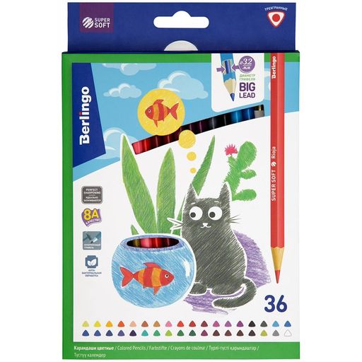 Карандаши Berlingo "SuperSoft. Жил-был кот" 36цв., трехгранные (SS00536)