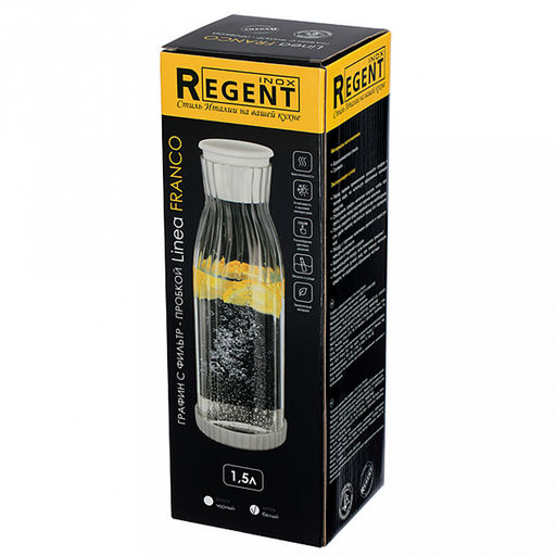 Графит стеклянный Linea Franco 1,5л, 10,1х10,1х30,5см, пробка силиконовая, противоскользящий силиконовый ободок на дне, белый, Regent (Китай) - Домашняя мода фото 2