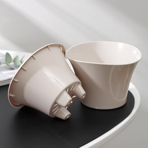 Цена за 2 шт. Кашпо для цветов со вставкой «Лагуна», 600 мл, d=13 см, h=9 см, бежевое