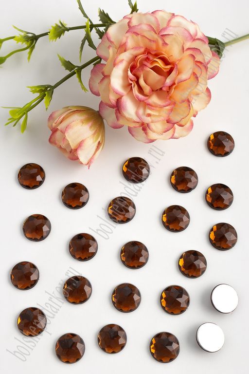 Стразы граненые 12 мм, круглые (100 шт) SF-1592, коричневый №13