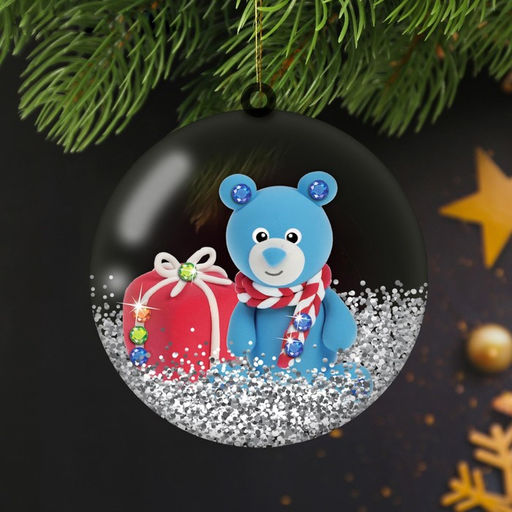 Елочный шар Новый год! Медвежонок с массой для лепки, набор для творчества