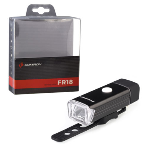 Фонарь передний COMIRON FR18 корпус: алюминий +ABS свет CREE XPG LED 350m; аккум: 3.7V 2000 mAh USB влагозащищённый, индикация заряда /уп 60/120/ - Галеонтрейд фото 4