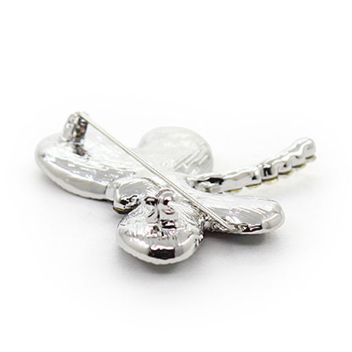 Брошь "Стрекоза-2" перламутр бежевый и гелиотис