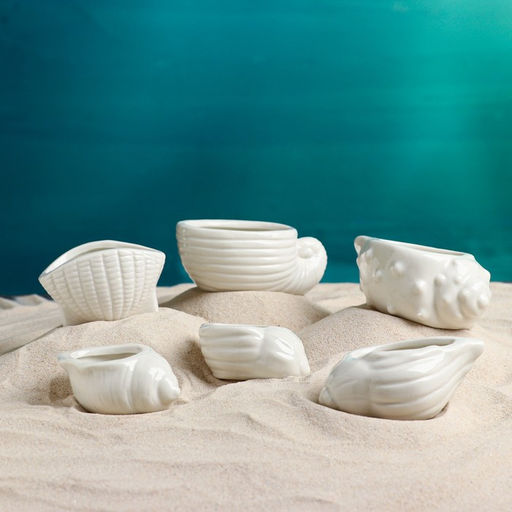 Набор фигурных кашпо для цветов Ракушки, керамика, 6 шт. - Take it easy фото 2