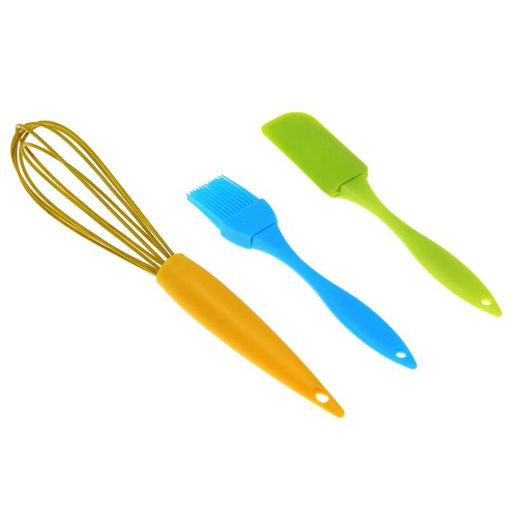 Набор для выпечки Доляна «Лето», 3 предмета: лопатка 18.7 см, кисть 17 см, венчик 26 см, МИКС