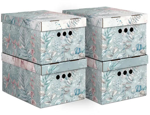 VAL BT-BCTN-BL-4S Короб картонный, складной, малый, 25*33*18.5 см, набор 4 шт., BOTANIC BLUE, шт