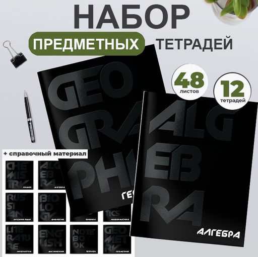Комплект тетрадей 48 л. А5 кл./лин. Schoolformat TOTAL BLACK