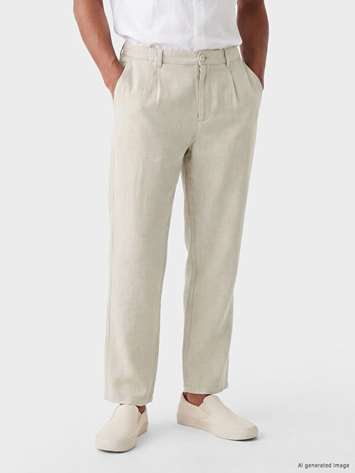 Regular Fit %100 Keten Erkek Pantolon