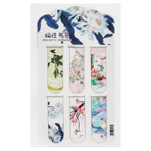 Набор магнитных закладок для книг Calligrata 6 штук, «Цветы», МИКС