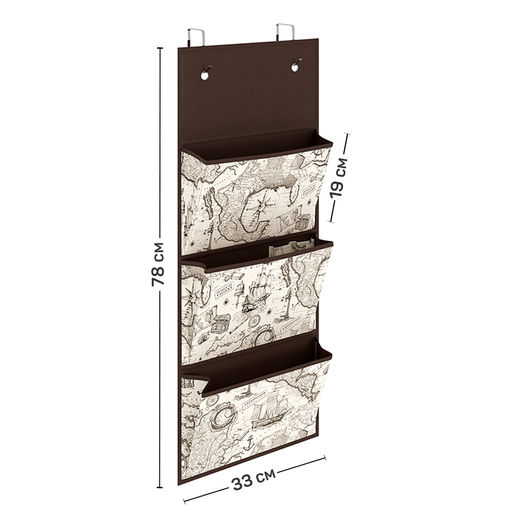 Органайзер подвесной на дверь, 3 жёстких кармана, 2 держателя, 78*33 см Valiant  фото 3