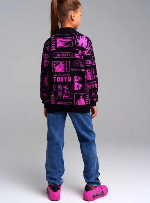 32321250 Брюки джинсовые утепленные флисом для девочек