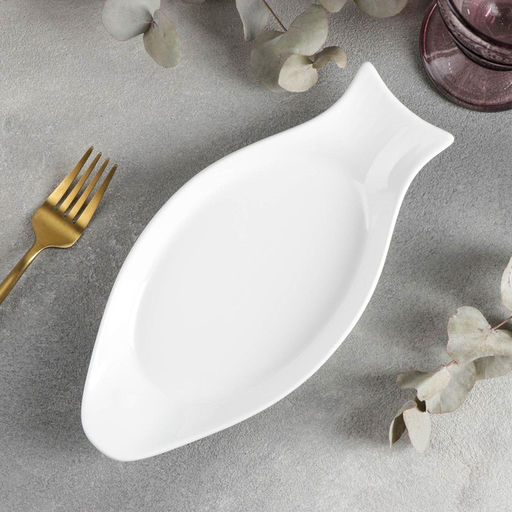 Блюдо для рыбы Wilmax, 25.5×12 см, фарфор, белое