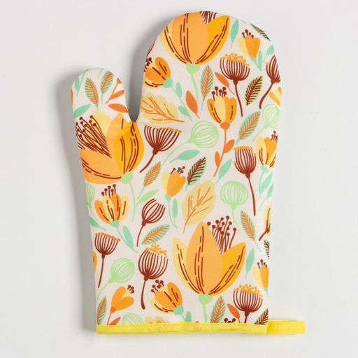 Кухонный набор Доляна Тюльпаны прихватка 17х17 см, варежка 25х16 см, 100% п/э  фото 2