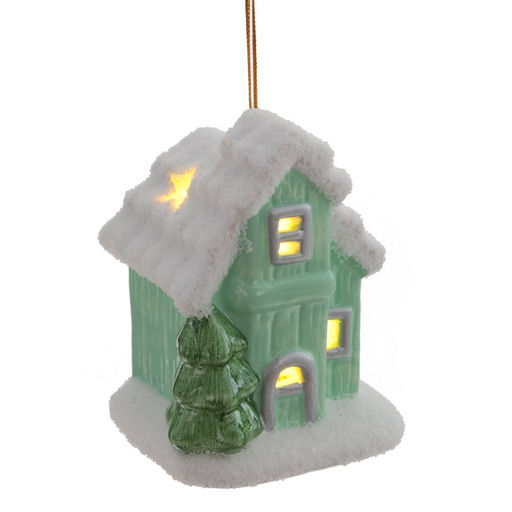 Фигурка декоративная подвесная "Домик" (подсветка, 2xLR44), L6 W6 H8 см, 2в.