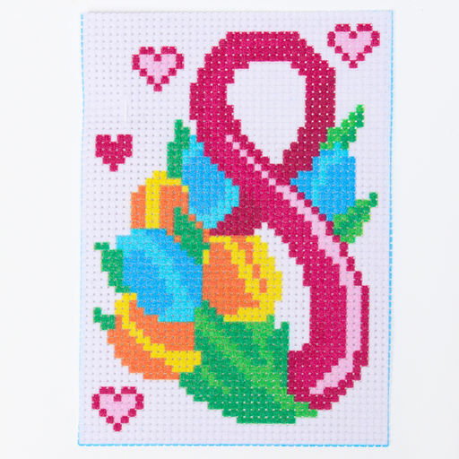 Вышивка крестиком С праздником 8 марта!, набор для творчества, 14?10 см