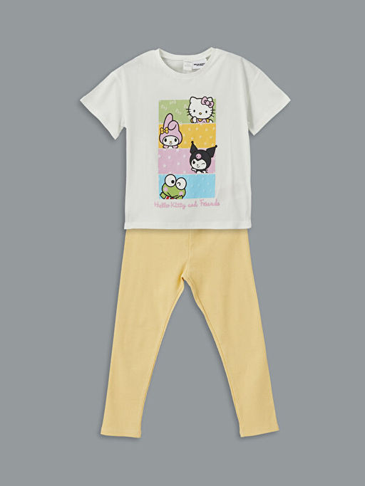 Hello K?tty Bask?l? K?z ?ocuk Bluz ve Tayt 2li