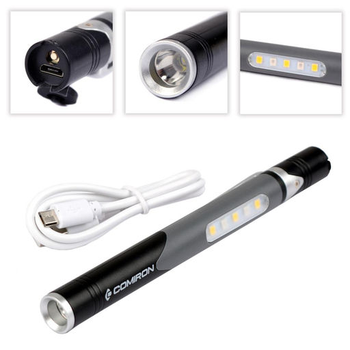 Фонарь универсальный COMIRON PEN GREY корпус: жёсткий ABS, IPX5; свет: 1 XPG, 100lm, 5COB; аккум: 260 mAh, USB; серый /уп 60/ - ГалеонТрейд фото 9