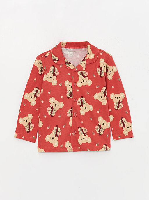 G?mlek Yaka Uzun Kollu Desenli Pamuklu K?z Bebek Pijama Tak?m? - Waikiki фото 2