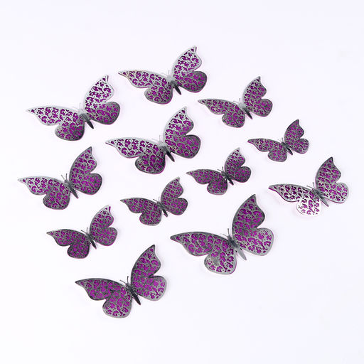 Цена за 2 шт. Топпер для торта «Бабочки», двухслойные, набор 12 шт., фиолетовый