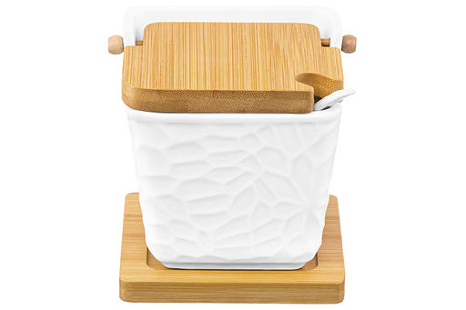 Банка для сыпучих продуктов 300 мл 10,5*9,5*10 см Витраж +ложка+ откид. бамб.крыш.+дер.под - Elan gallery фото 8