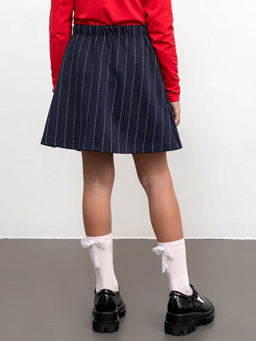 Юбка мини для девочек синяя в полоску - Mark formelle фото 3