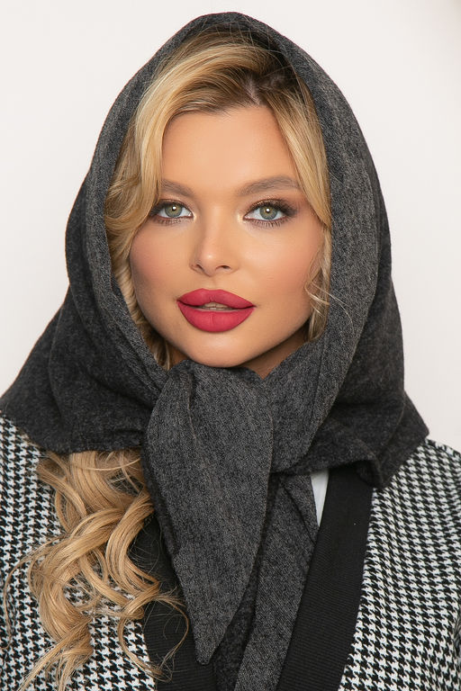 Косынка с отворотом (темно-серая) КО6