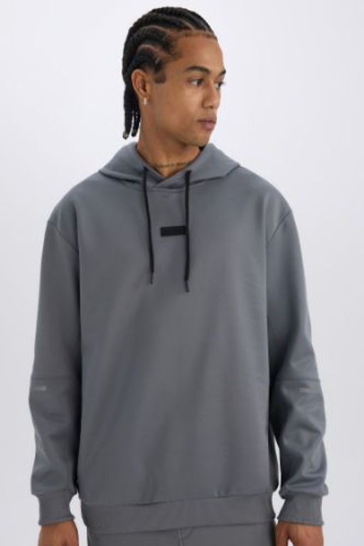 DeFactoFit Standart Fit Kapusonlu Basic Duz Sporcu Sweatshirt