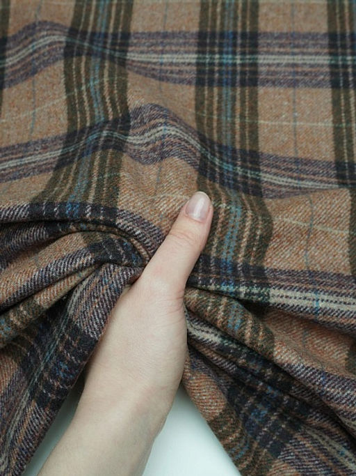 Шерсть пальтово-костюмная Твид Клетка цв.фиолетовый/хаки/коричневый, ш.1.5м, шерсть-60%, п/э-40% - Купава фото 10