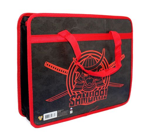 Папка на молнии с ручками А4, ширина 75мм (ПМ-А4-25) "Самурай" тканевая окантовка