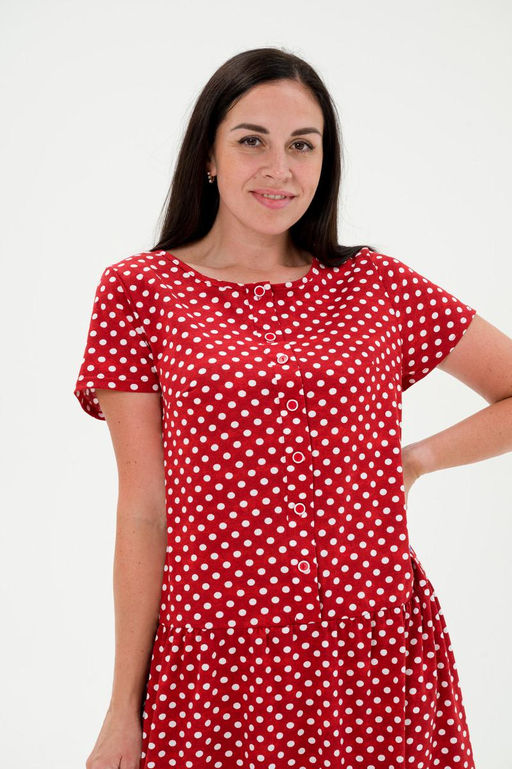 Платье женское из кулирки Кармелита горошек красный - Амадэль фото 10