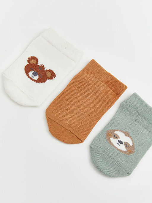 Hayvan Desenli Erkek Bebek Patik ?orap 3l?